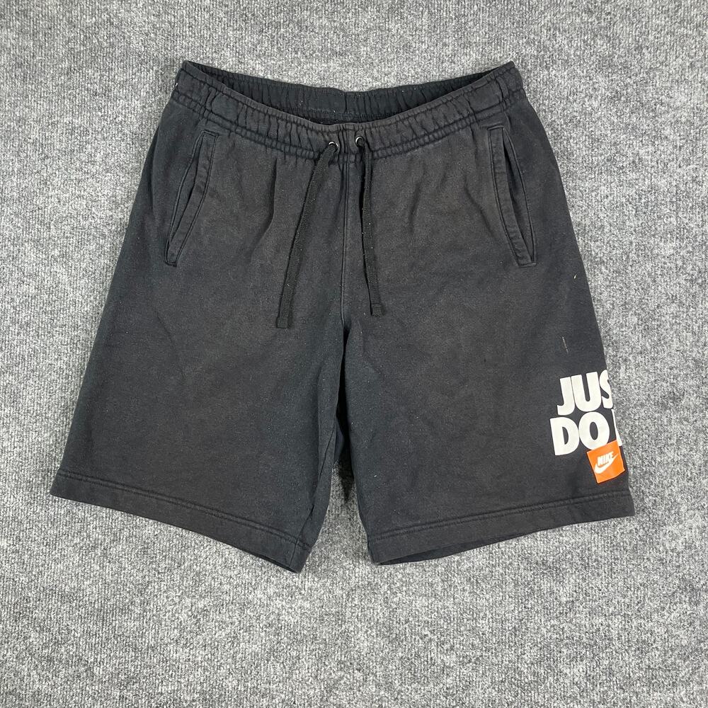 Nike Fleece Shorts Mens Size M Black Just Do‎ It Logo Casual Lounge Athletic Gym